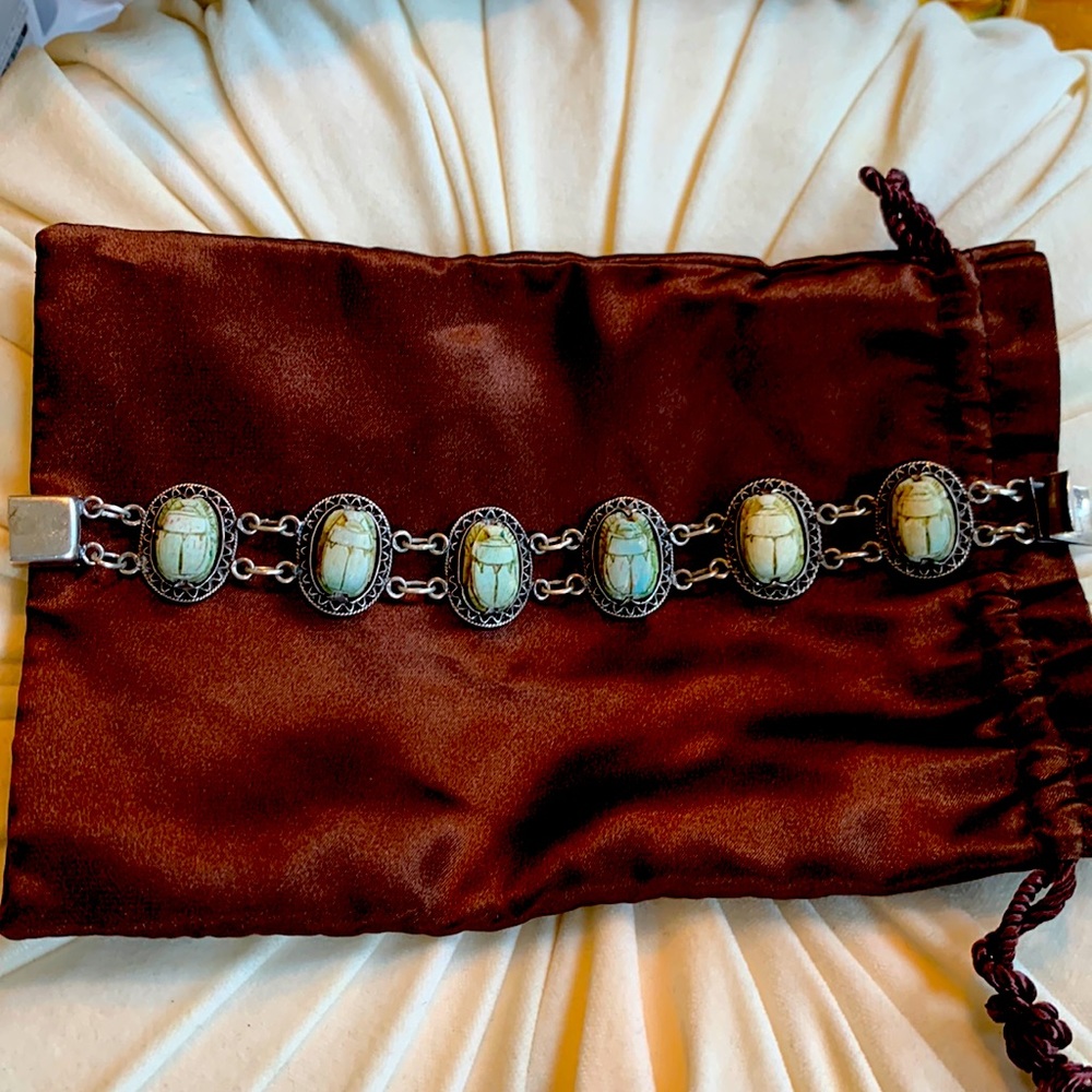 Sterling Silver Scarab Bracelet